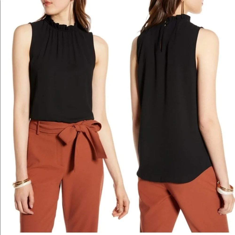 Halogen NWOT Ruffle Neck Top - Picture 1 of 6